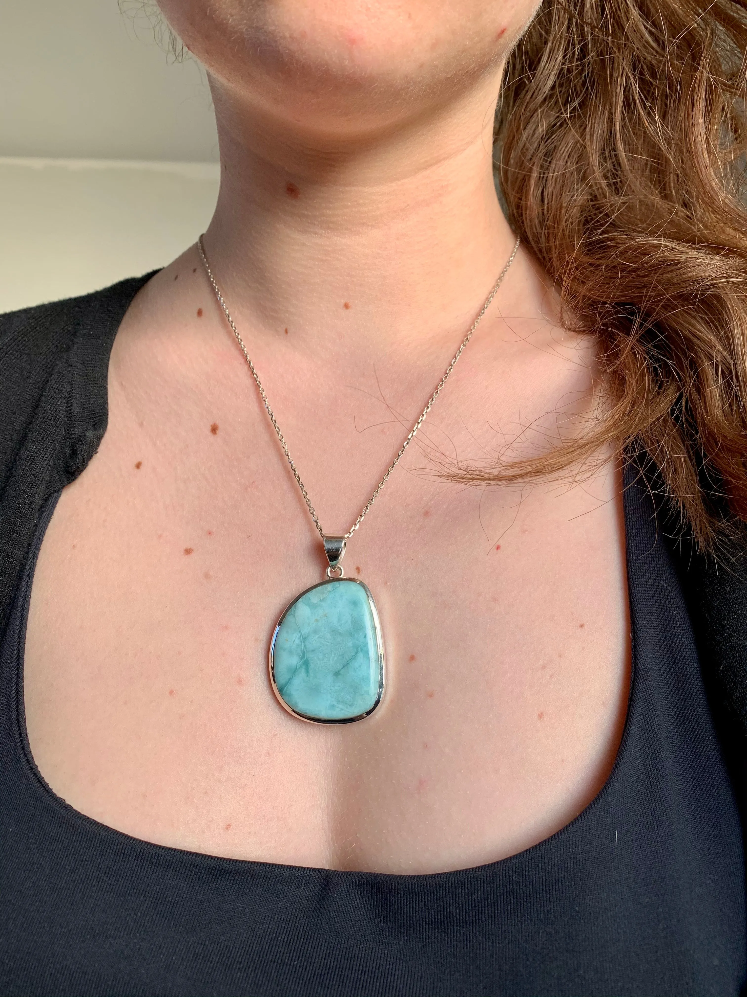 Larimar Naevia Pendant - Large Freeform (One of a kind)