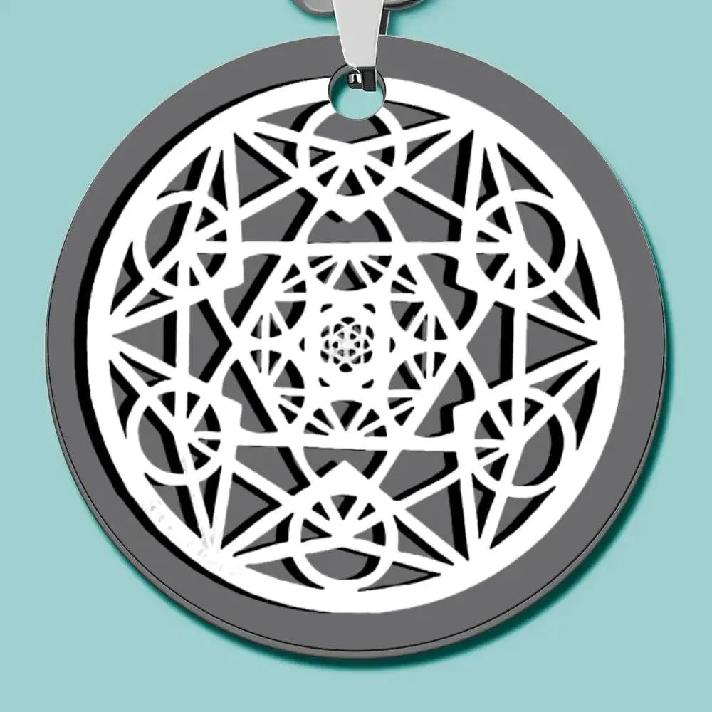 Laser Engraved Metatron Sacred Geometry Pendant Necklace Orgone Zen Harmony Meditation Gift for Birthday Mothers Day Gifts for Wife BFF Mom