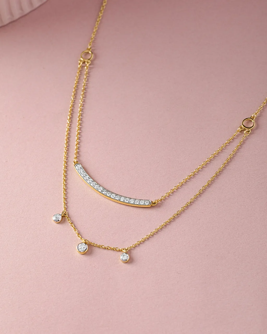 Layered Diamond Bar Necklace