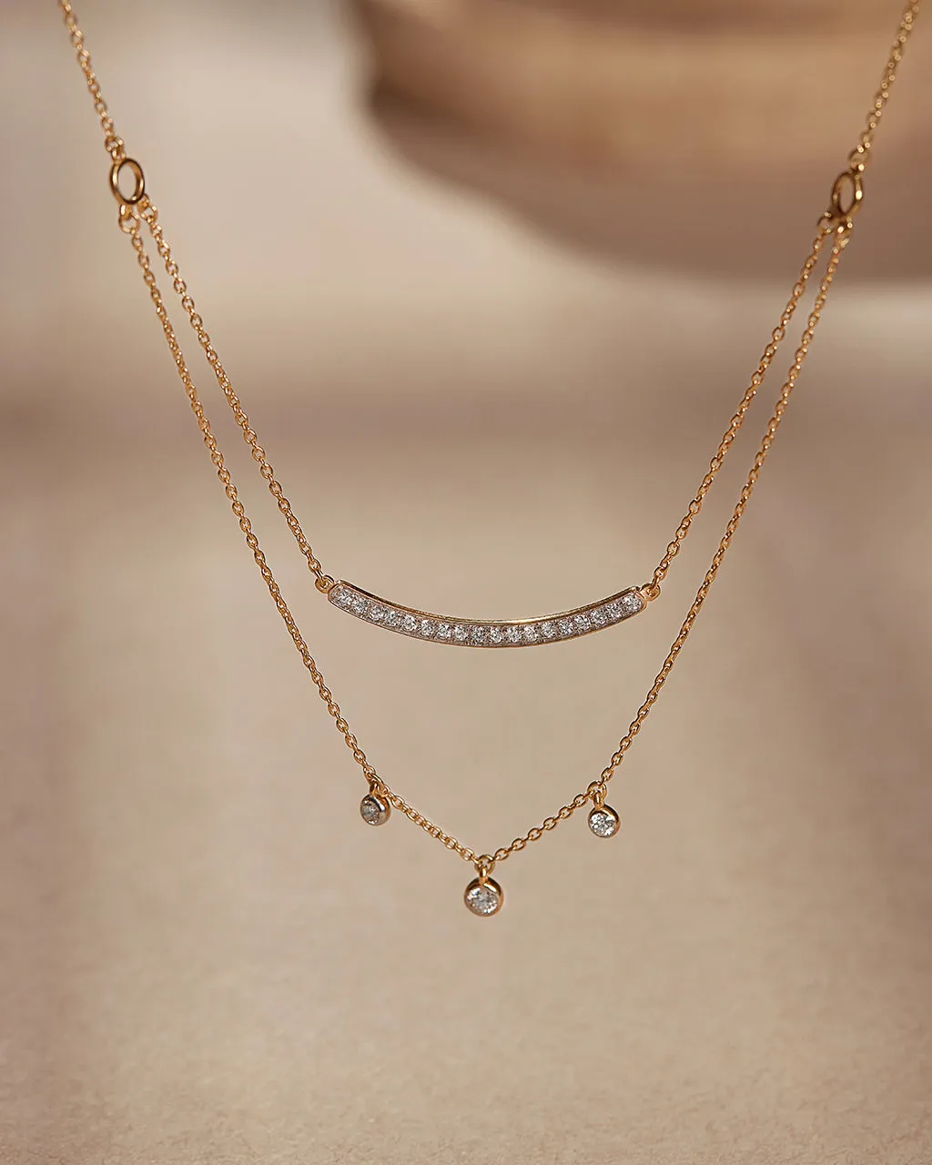 Layered Diamond Bar Necklace