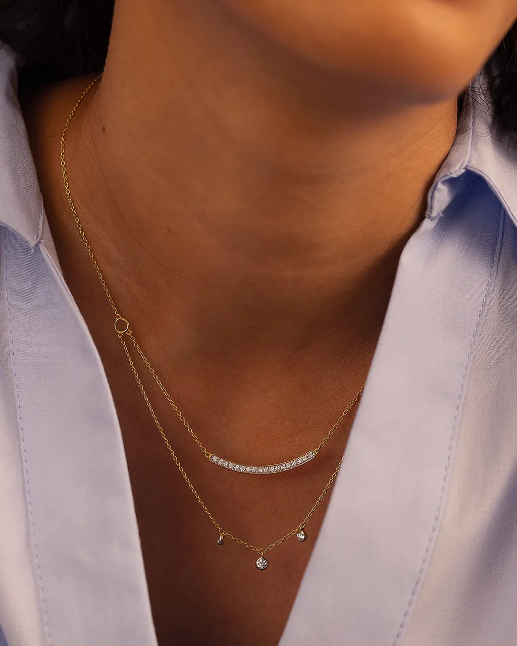 Layered Diamond Bar Necklace