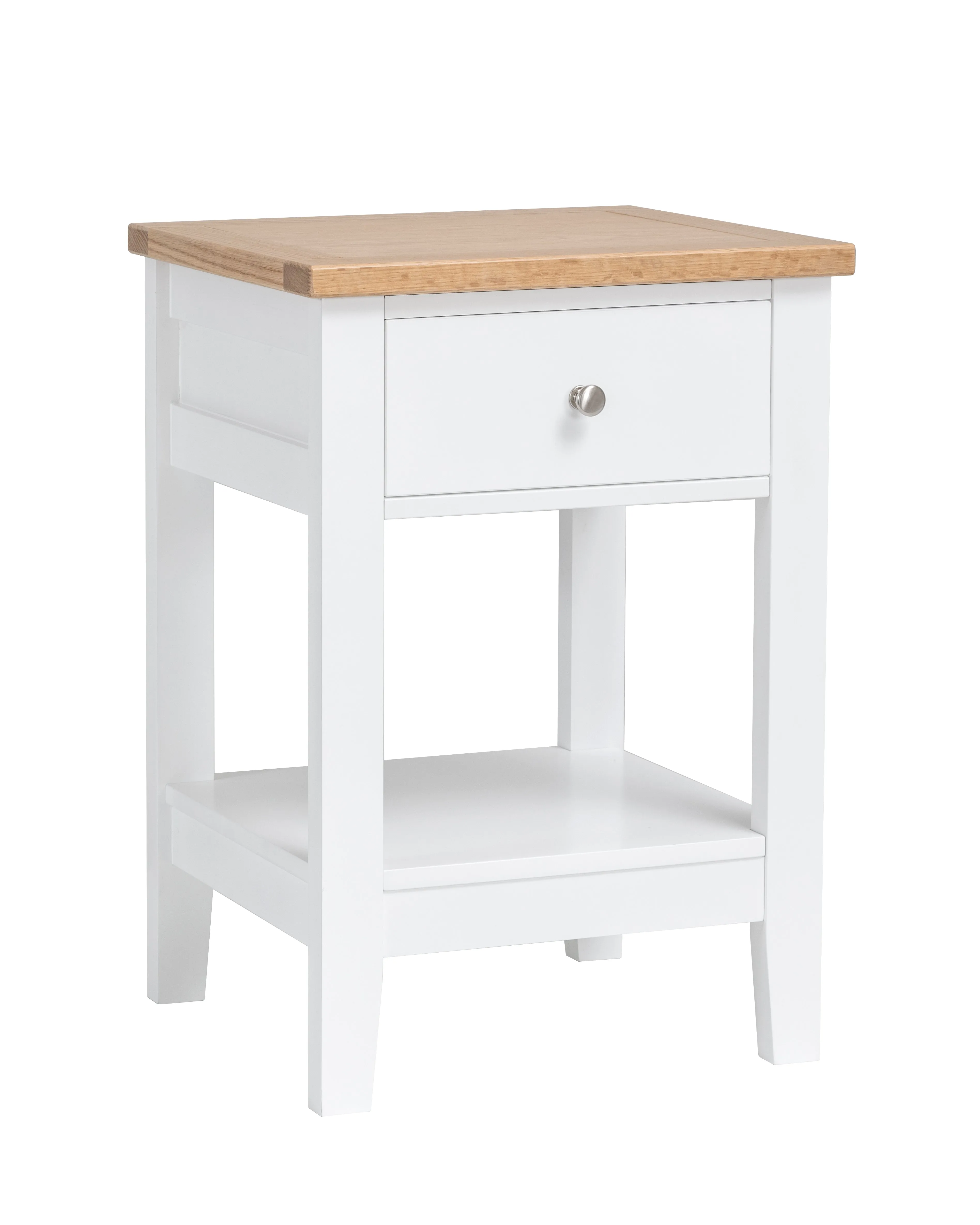 Leines 1 Drawer Bedside Table in White & Oak