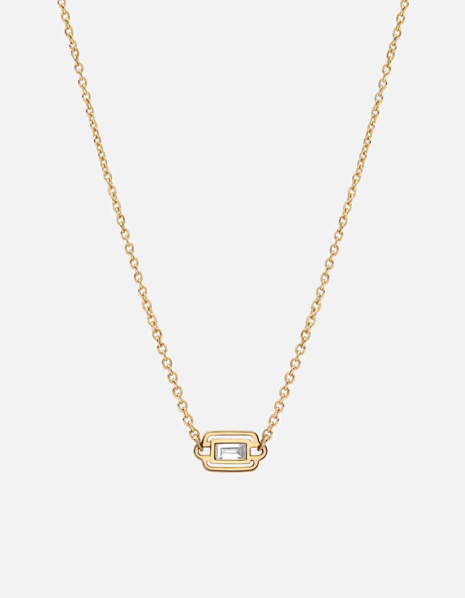 Luna Necklace, 14k Gold Baguette Pavé