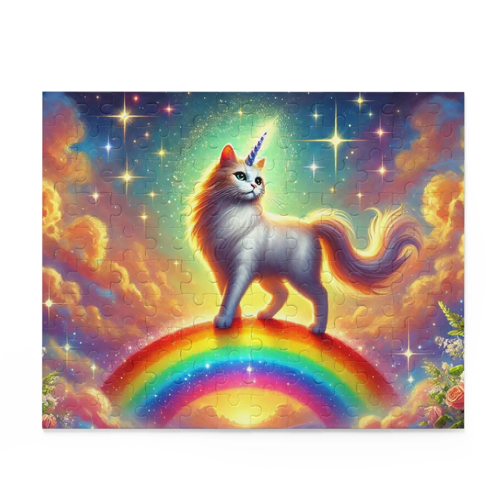 Magic Rainbow Bridge Caticorn Puzzle - Cat Unicorn Gift 120, 252, or 500 -piece options