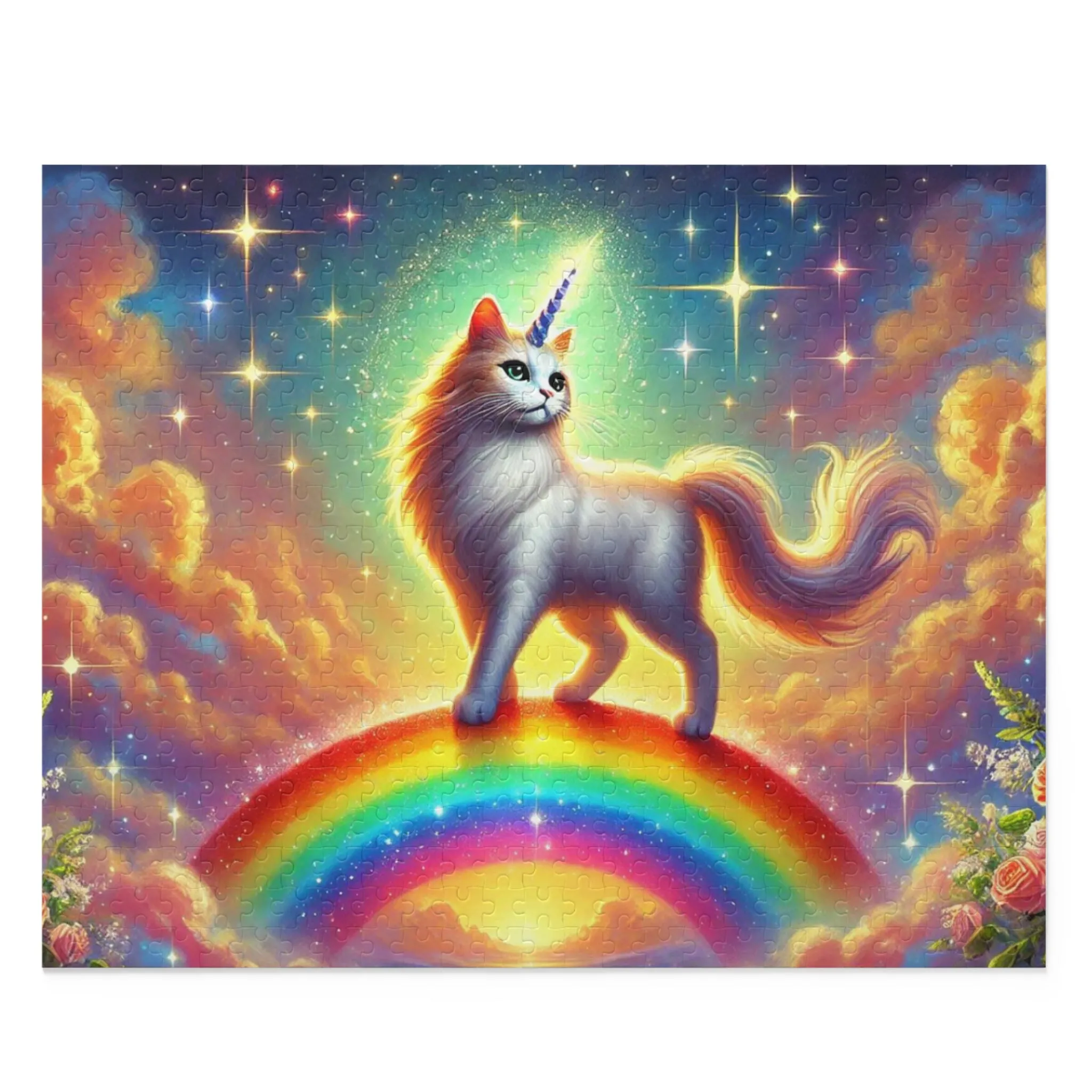 Magic Rainbow Bridge Caticorn Puzzle - Cat Unicorn Gift 120, 252, or 500 -piece options