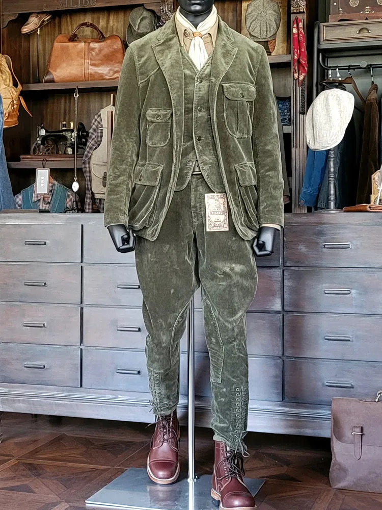 Men's Corduroy Safari Suit Jacket Green