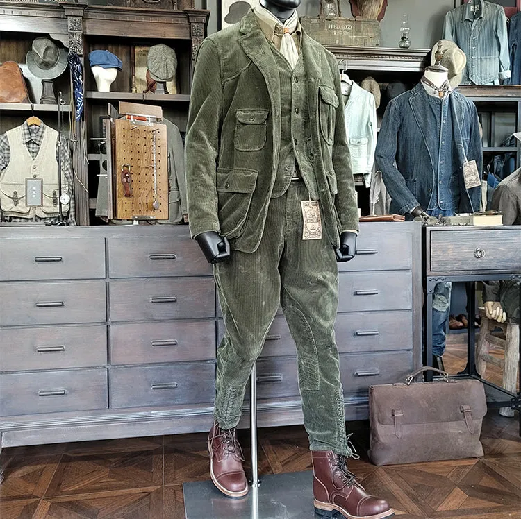 Men's Corduroy Safari Suit Jacket Green