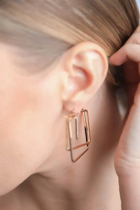 Minimal Gold Square Cut Out Earrings