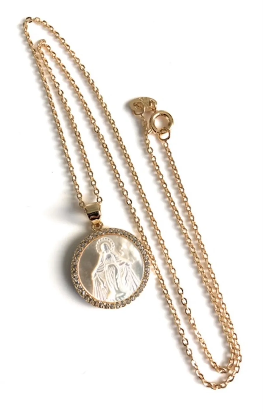 Miraculous Mother of Pearl Pendant Necklace 18K Gold Plated Chain