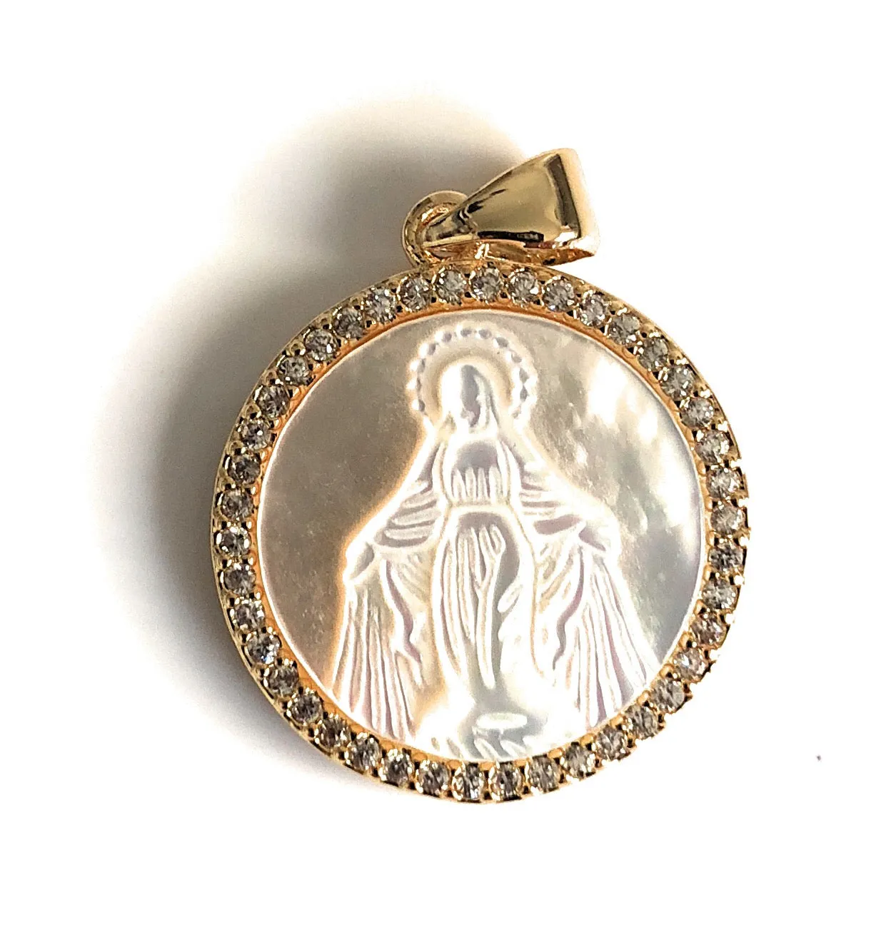 Miraculous Mother of Pearl Pendant Necklace 18K Gold Plated Chain