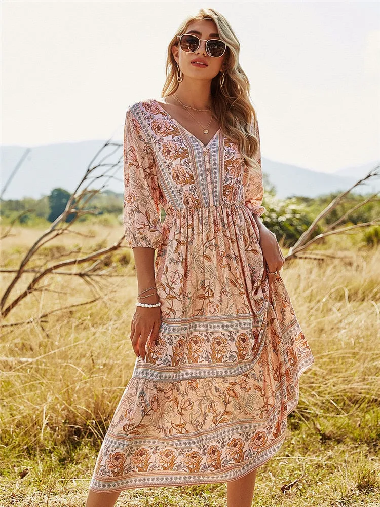 Nova - Timeless Boho Midi Dress