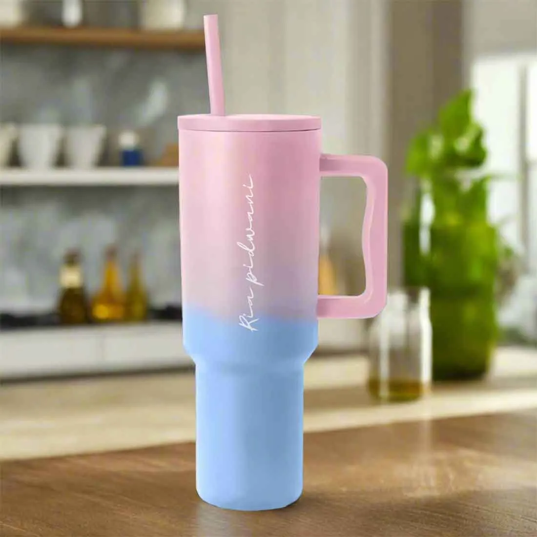 Nutcase Personalized Tumbler Cup with Straw and Lid - Large Travel Cups 1200ml