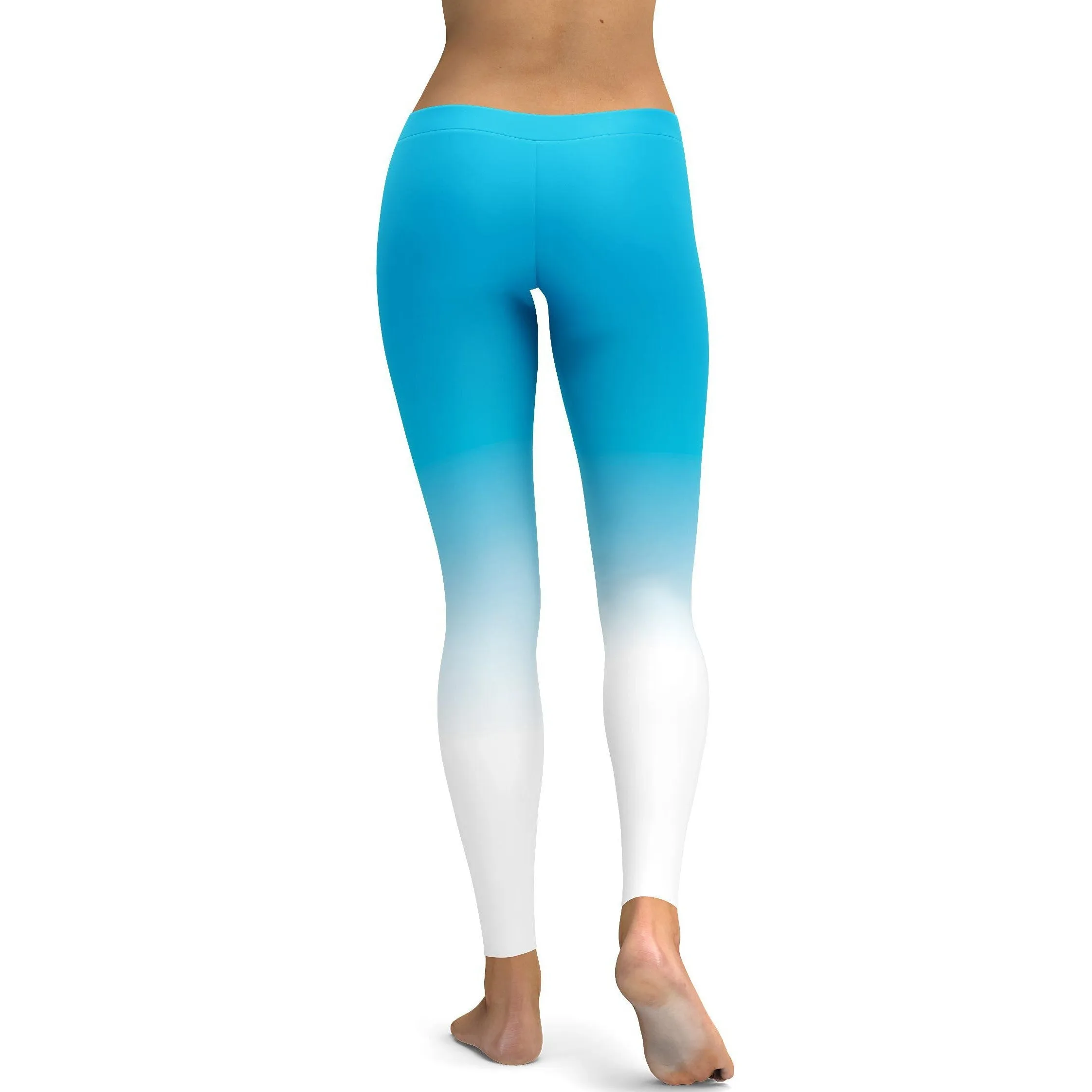 Ombre Sky Blue to White Leggings