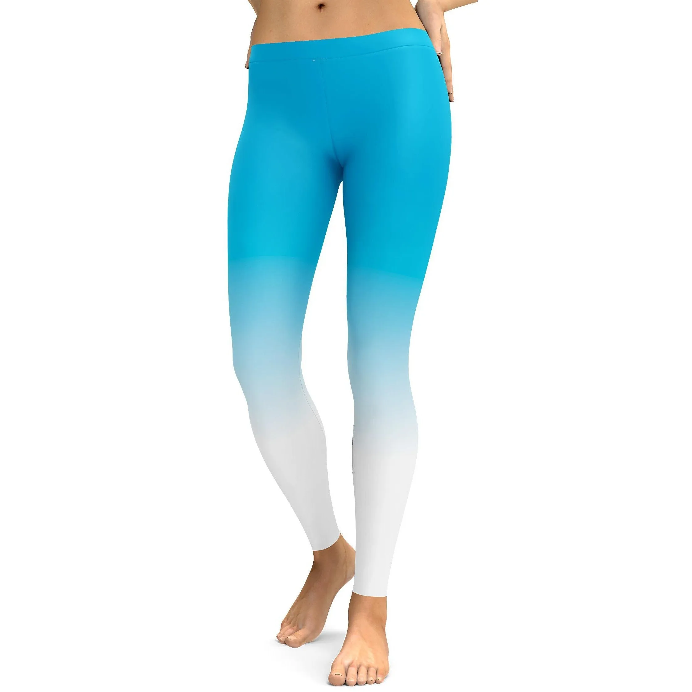 Ombre Sky Blue to White Leggings