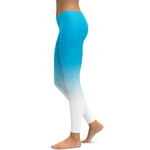 Ombre Sky Blue to White Leggings