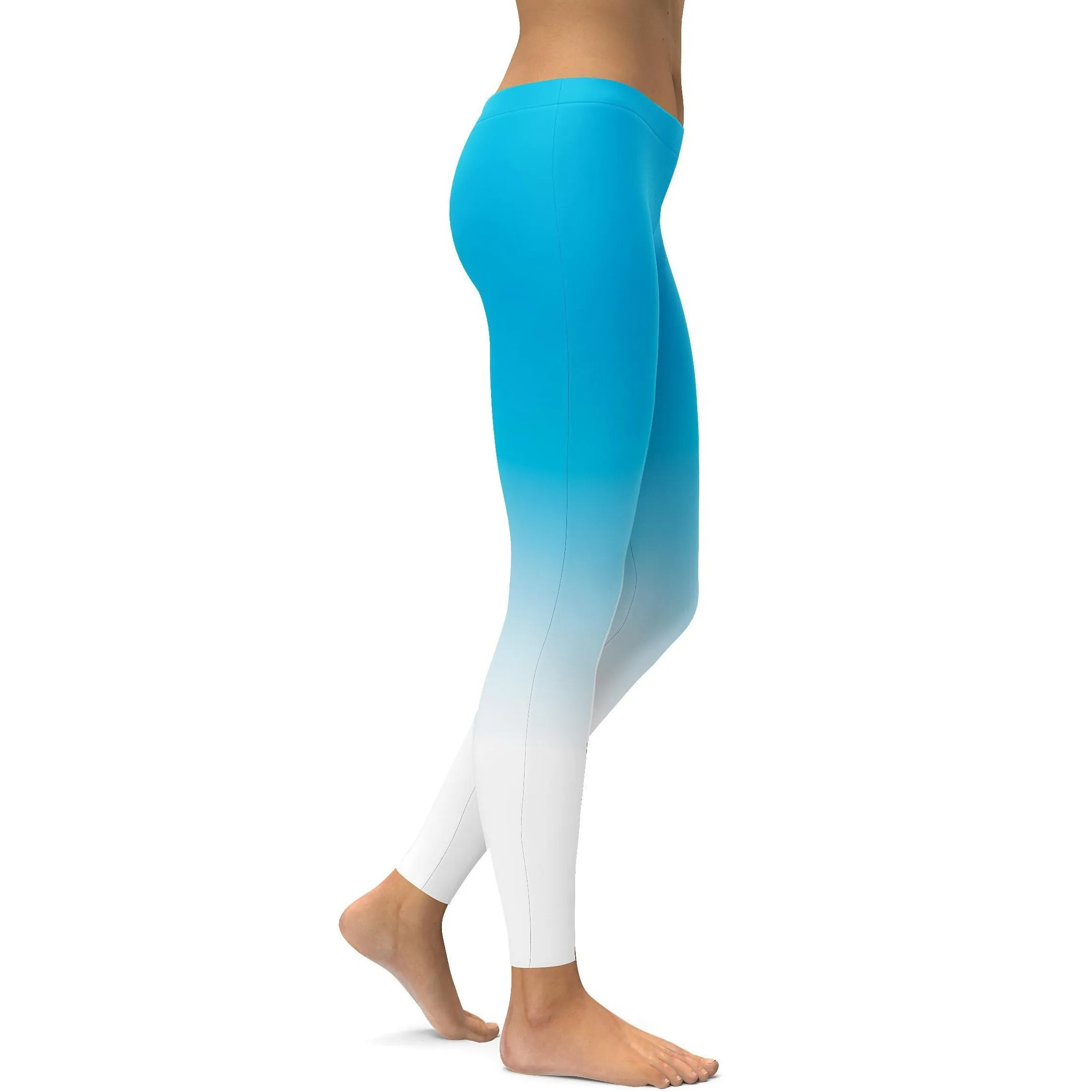 Ombre Sky Blue to White Leggings