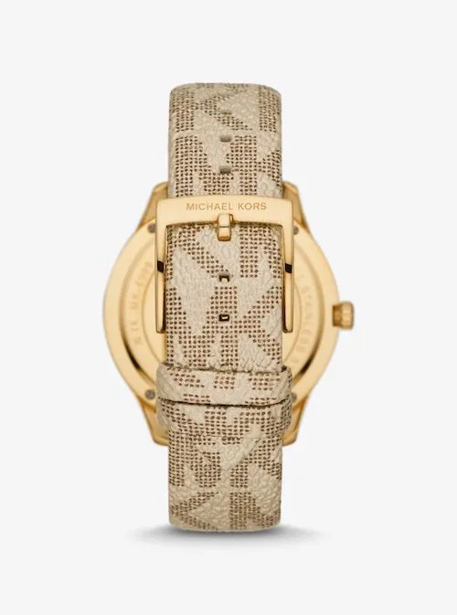 Oversized Runway Dive Pavé Gold-Tone and Metallic Logo Watch