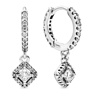 Pandora Square Sparkle Hoop Earrings