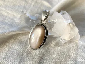 Peach Moonstone Brea Pendant - Long Oval (One of a kind)