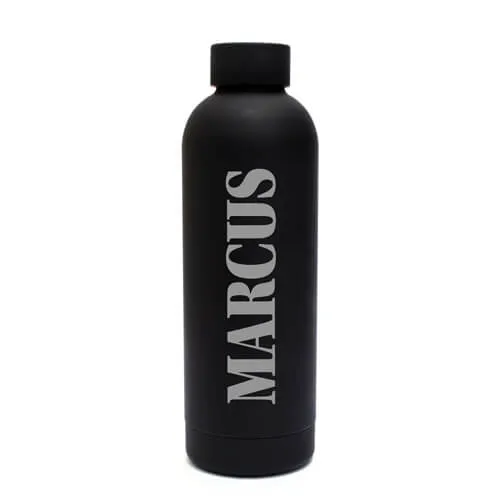 Personalised Soft Touch Black Water Bottle-500ml