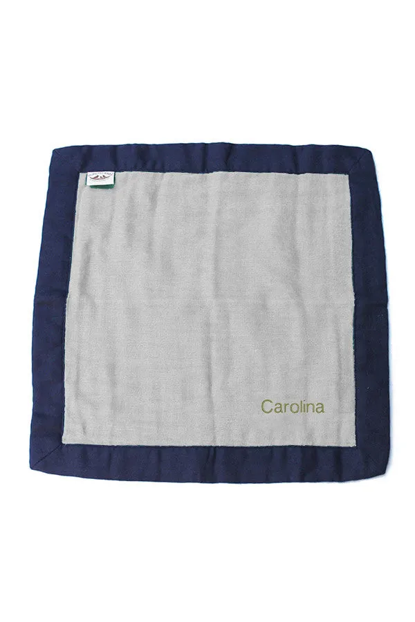 Personalized Security Blanket - Organic Lovey Blanky™ Gray/Navy