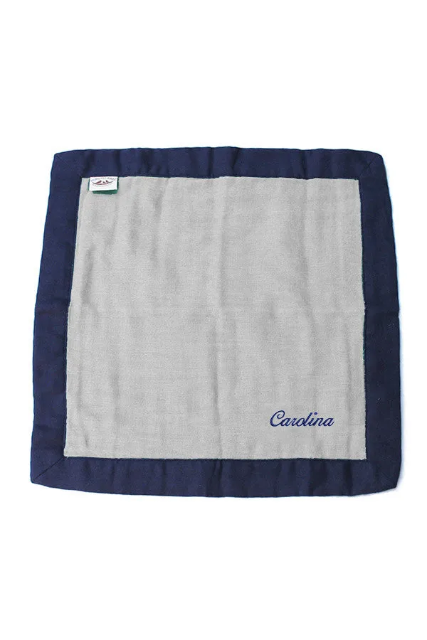 Personalized Security Blanket - Organic Lovey Blanky™ Gray/Navy