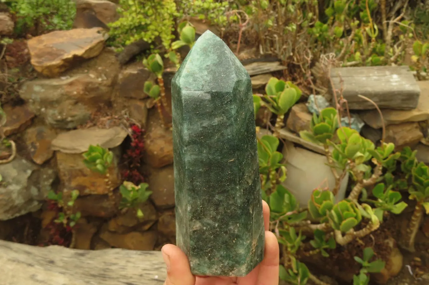 Polished Fuchsite Quartz Prism x 1 From Madagascar