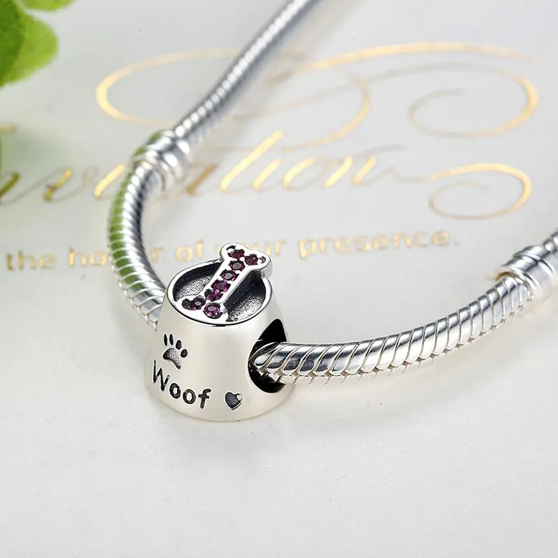 PY1150 925 Sterling Silver Woof Paw Print  Charm