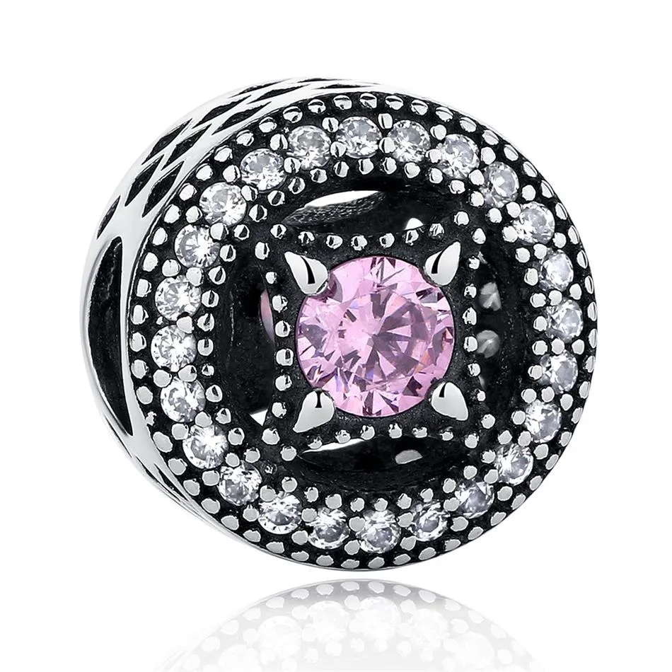 PY1296 925 Sterling Silver Pink CZ Original Charm Bead