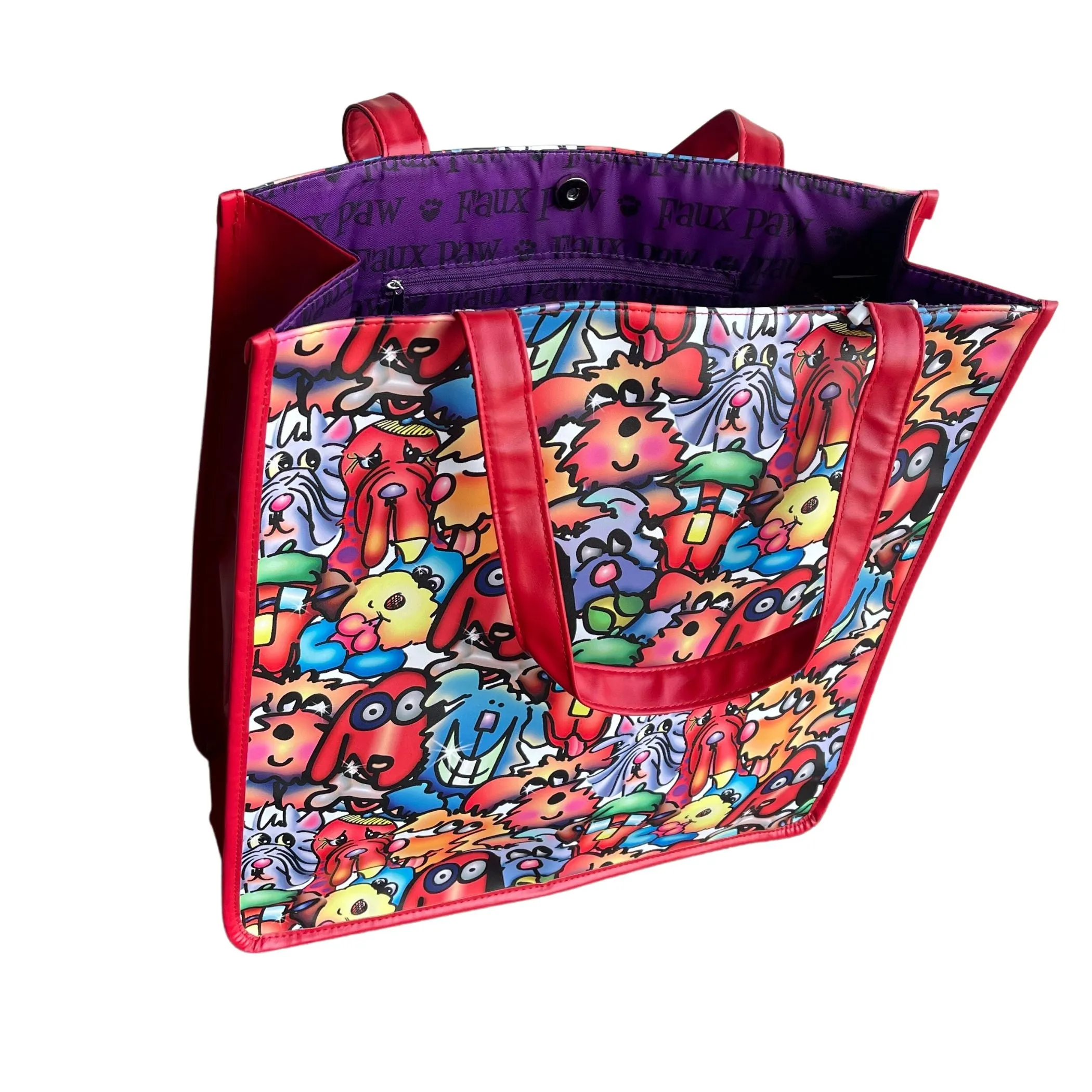 "Furrfuggnoogins" Vibrant Vinyl Tote - Unique Artwork by Debby Carman