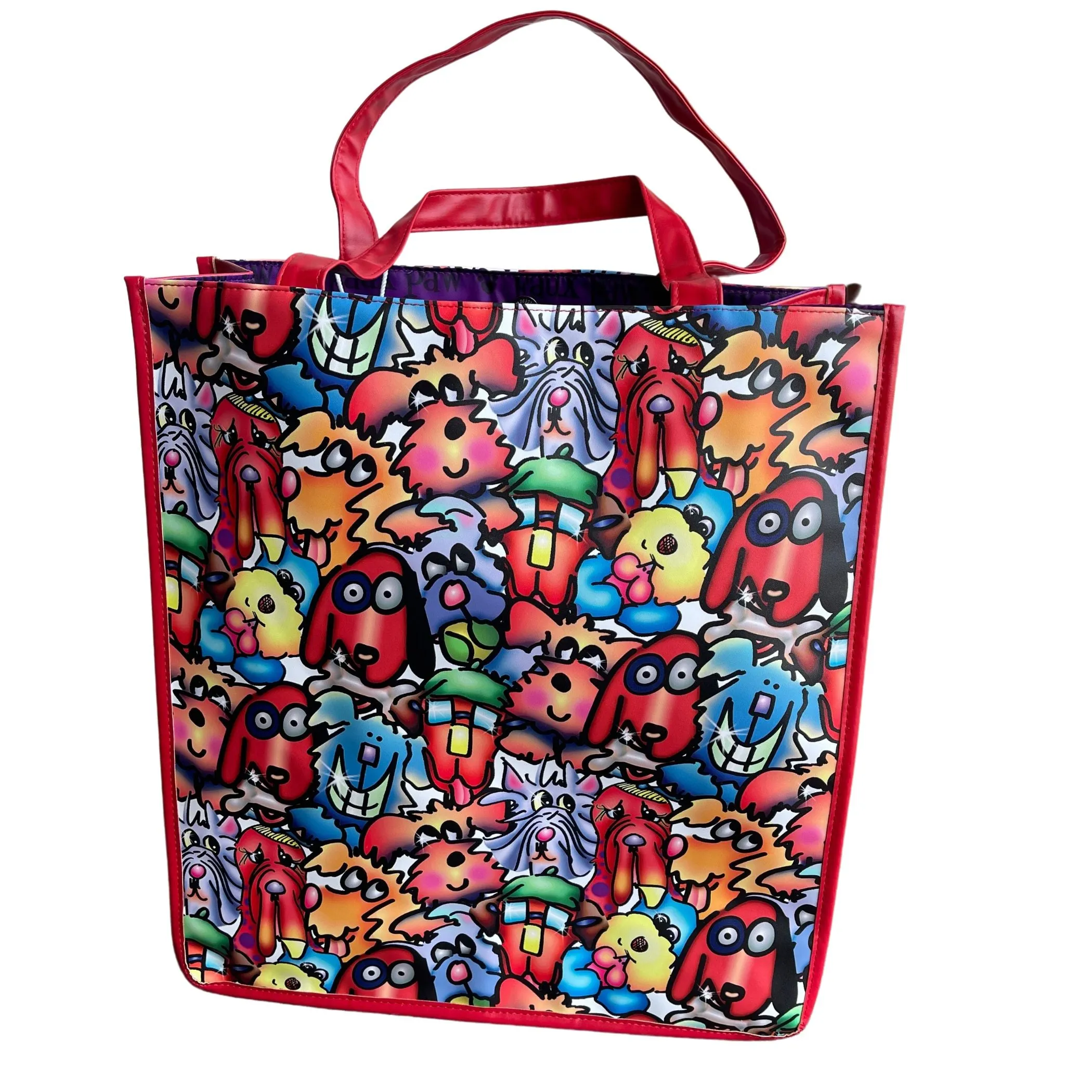 "Furrfuggnoogins" Vibrant Vinyl Tote - Unique Artwork by Debby Carman