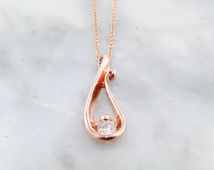 Raindrop Rose Gold and Diamond Necklace