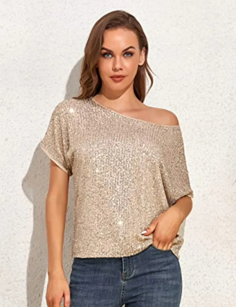 Rose Gold Glitter Sequin Top