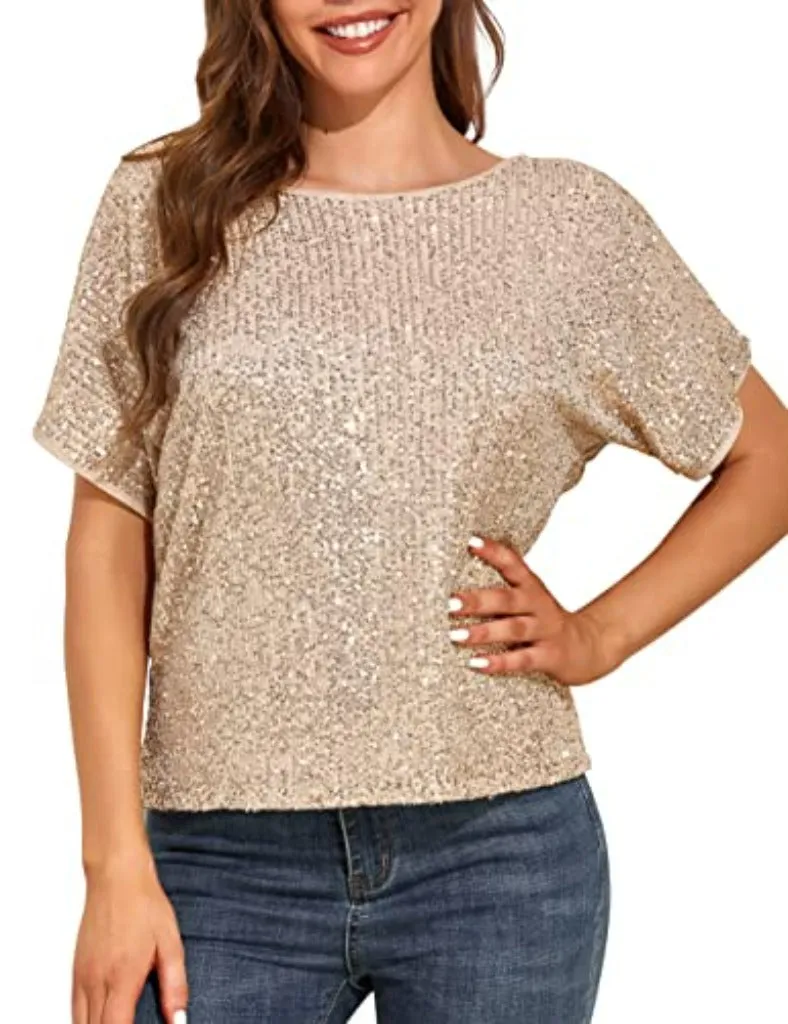 Rose Gold Glitter Sequin Top