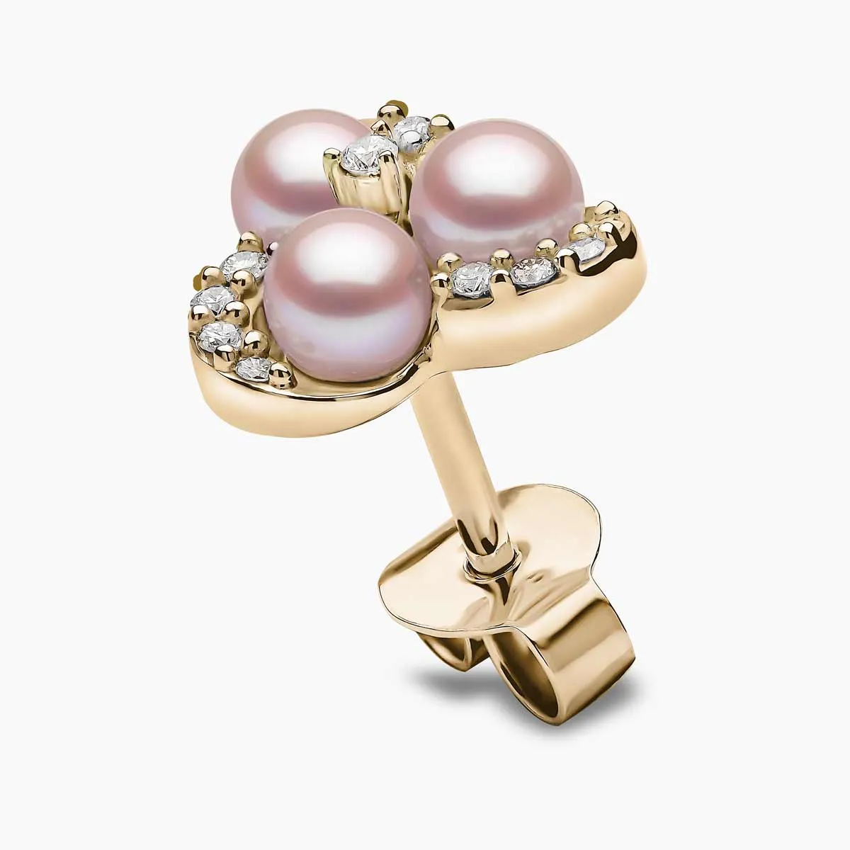 Sleek 18K Gold Pearl and Diamond Twist Stud Earrings