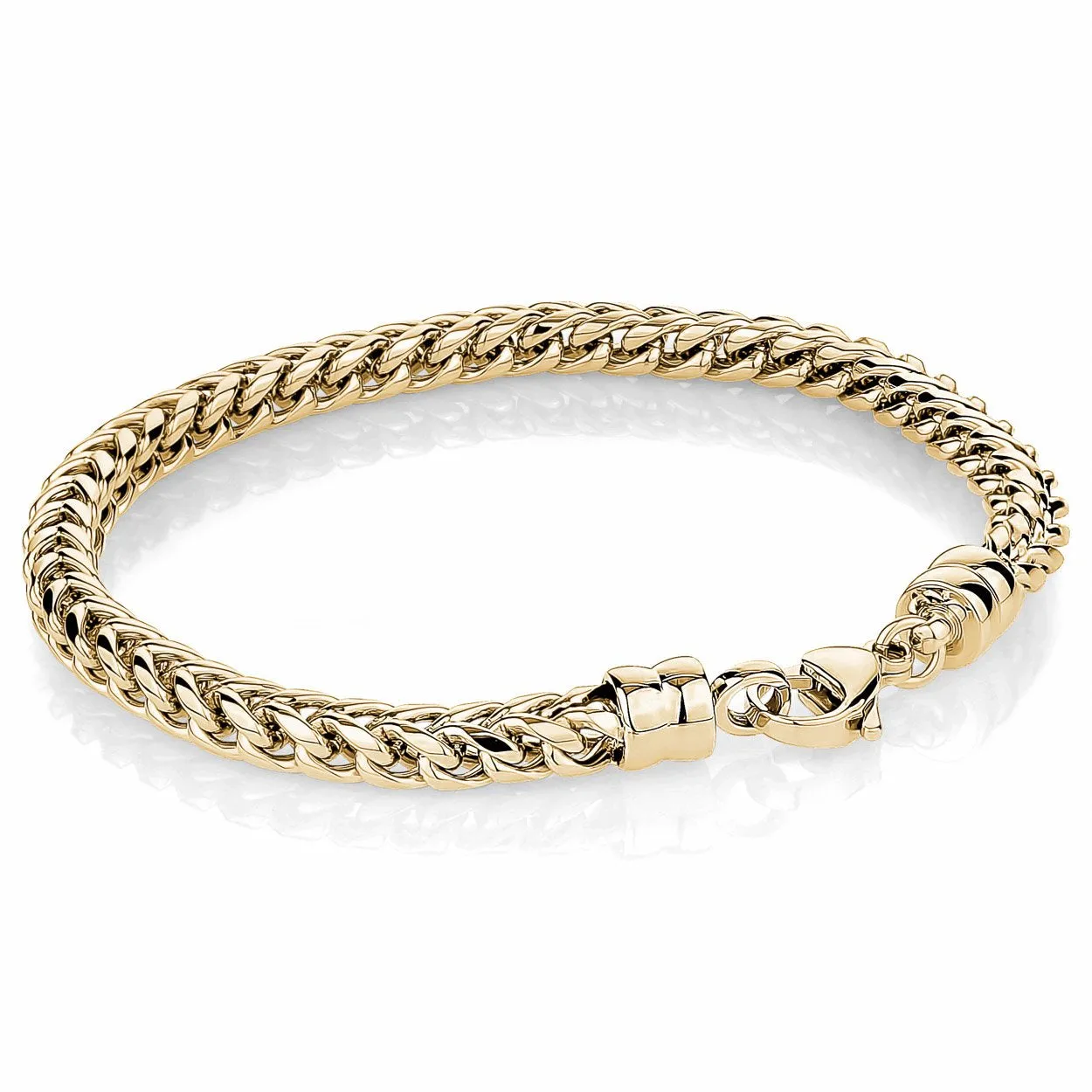 Stainless Steel Yellow Gold Plated Franco Chain Men's Bracelet