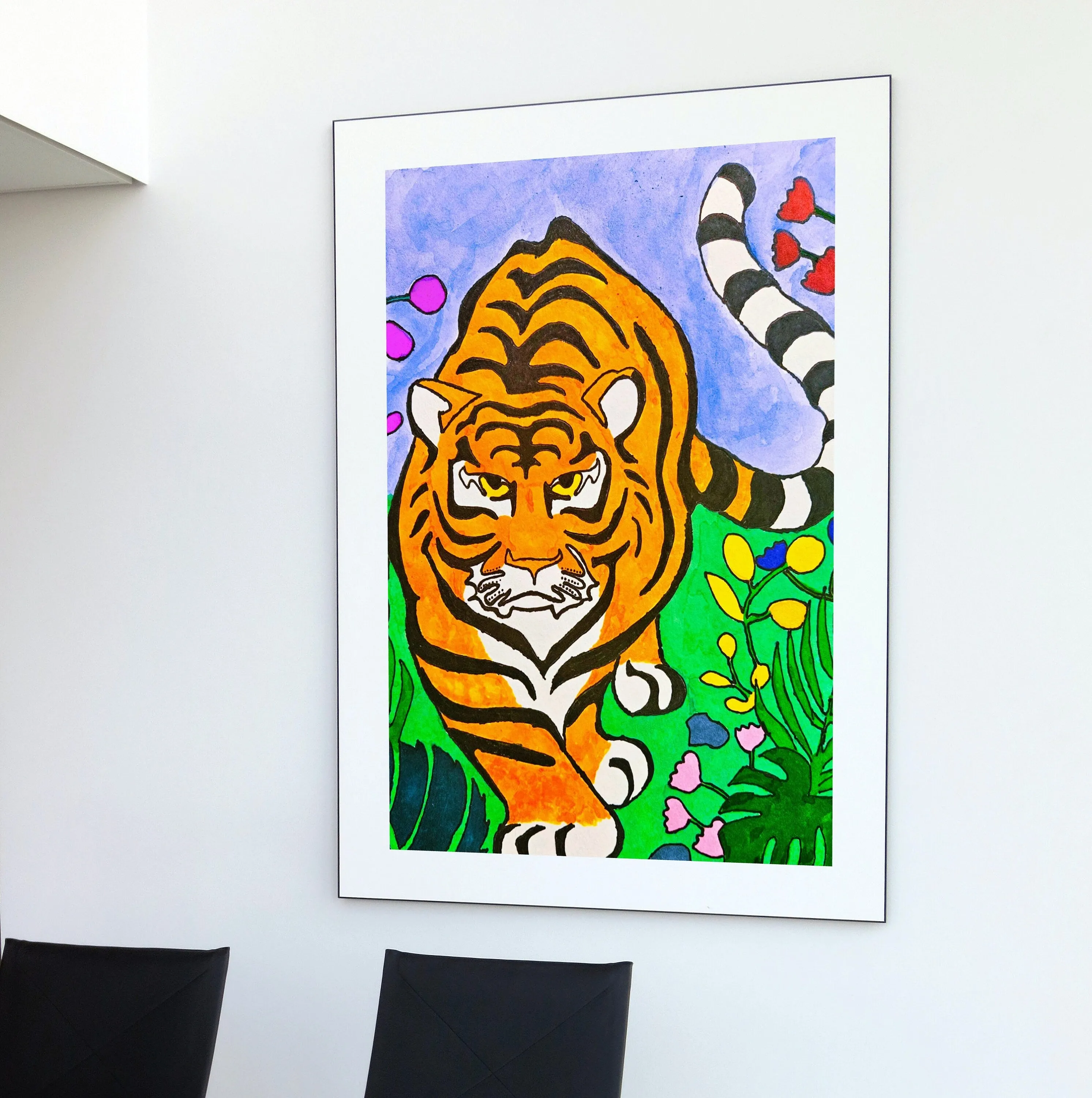 Striking Original Watercolor Tiger Painting - Vibrant Jungle Cat Artwork