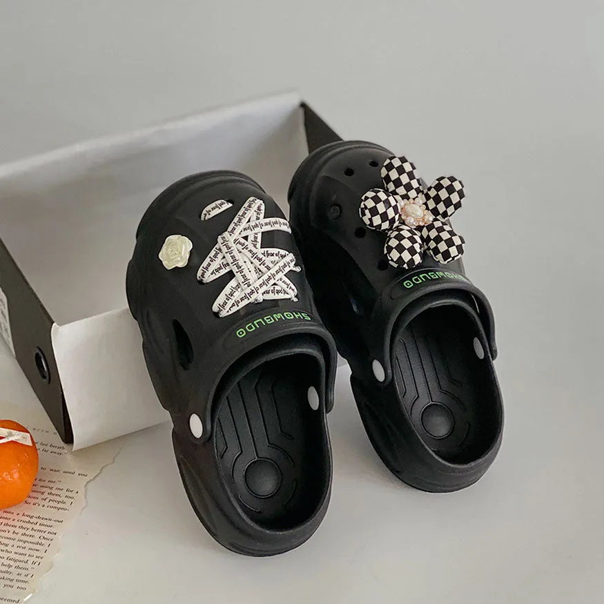 Stylish Checkerboard Floral DIY Garden Clog