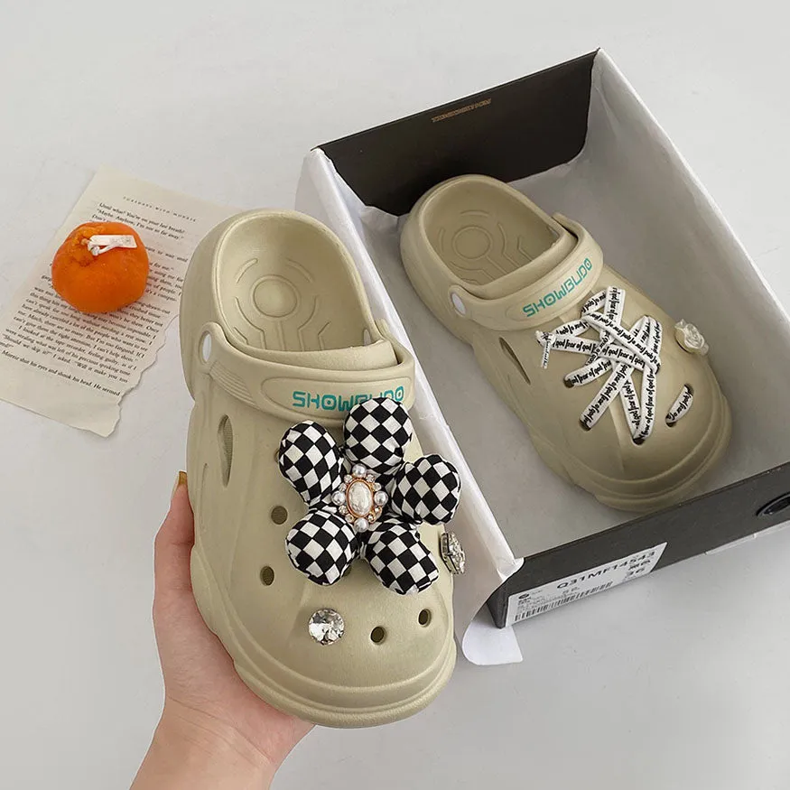 Stylish Checkerboard Floral DIY Garden Clog