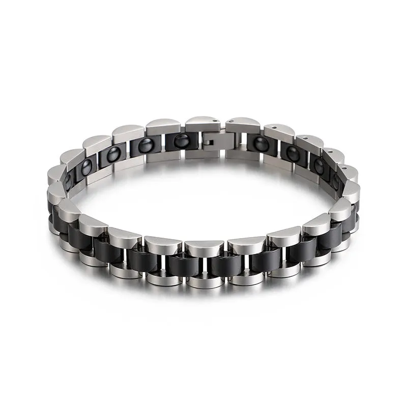 Stylish Korean Titanium Steel and Ceramic Personalized Men's Magnet Bracelet