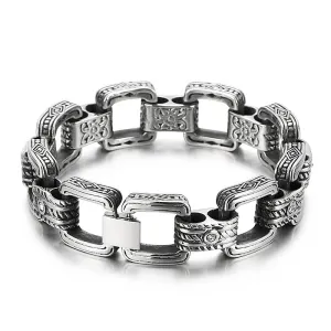 Stylish Stainless Steel Bracelet with Punk Retro Design for Men