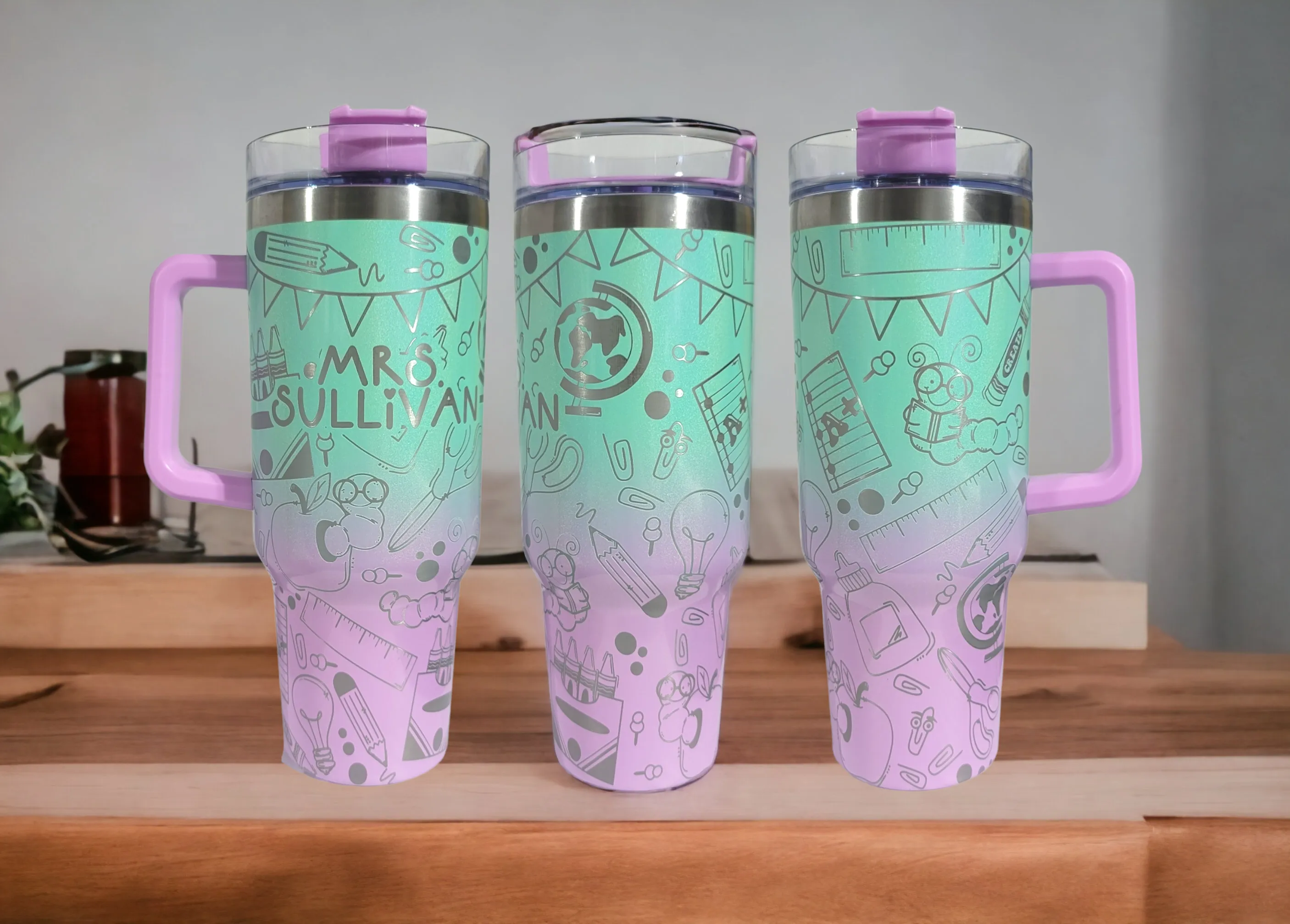 Teacher doodles Stainless Steel Engraved 40oz Tumbler