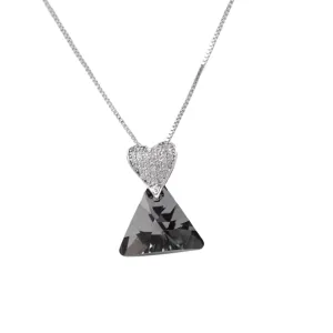 The Unique Triangle Swarovski Crystals Platinum Plated Necklace