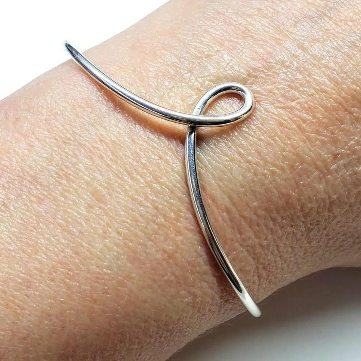 Timeless Classic Silver Reversible Teardrop Awareness Bangle