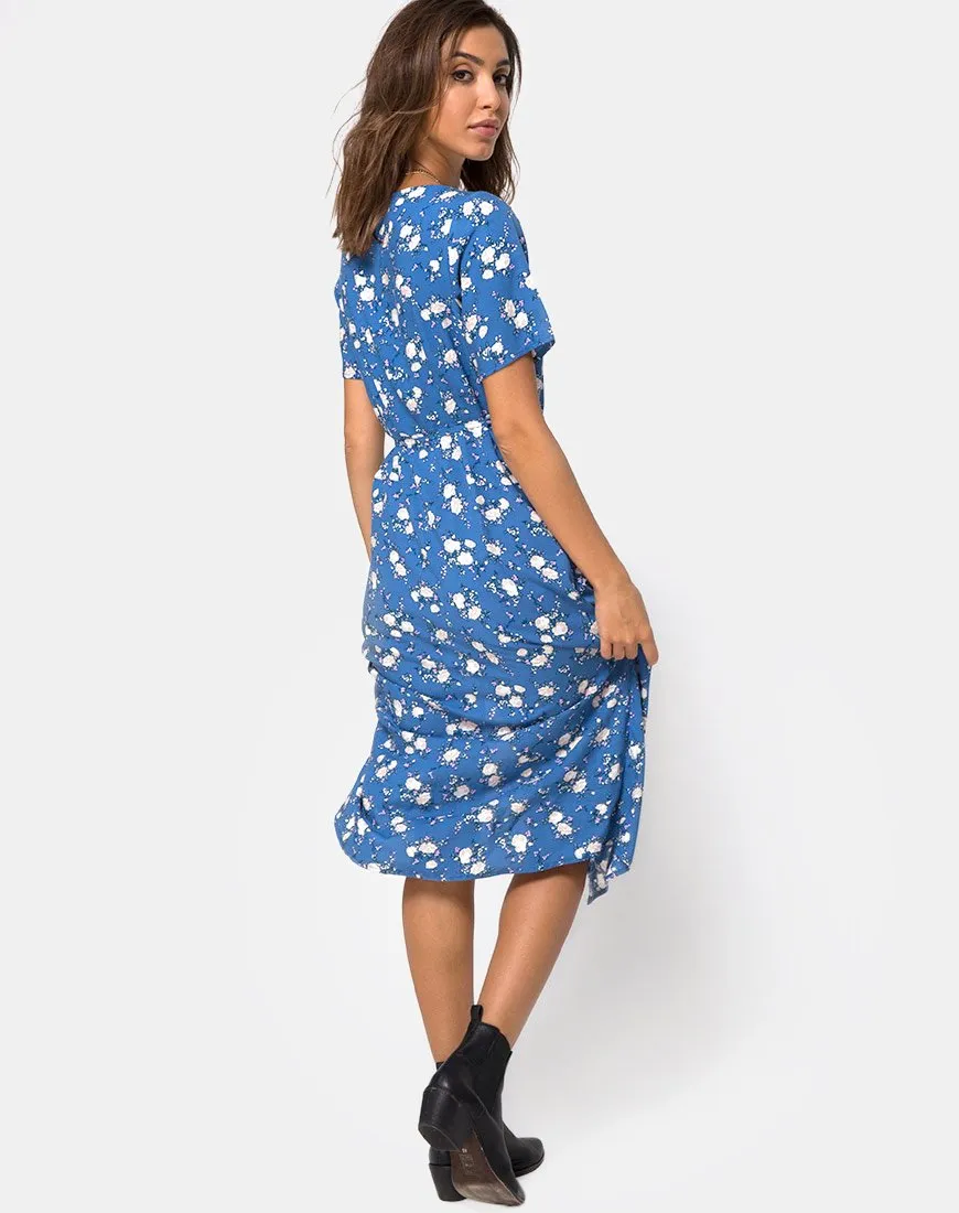 Trasti Midi Dress in Soheila Floral Blue