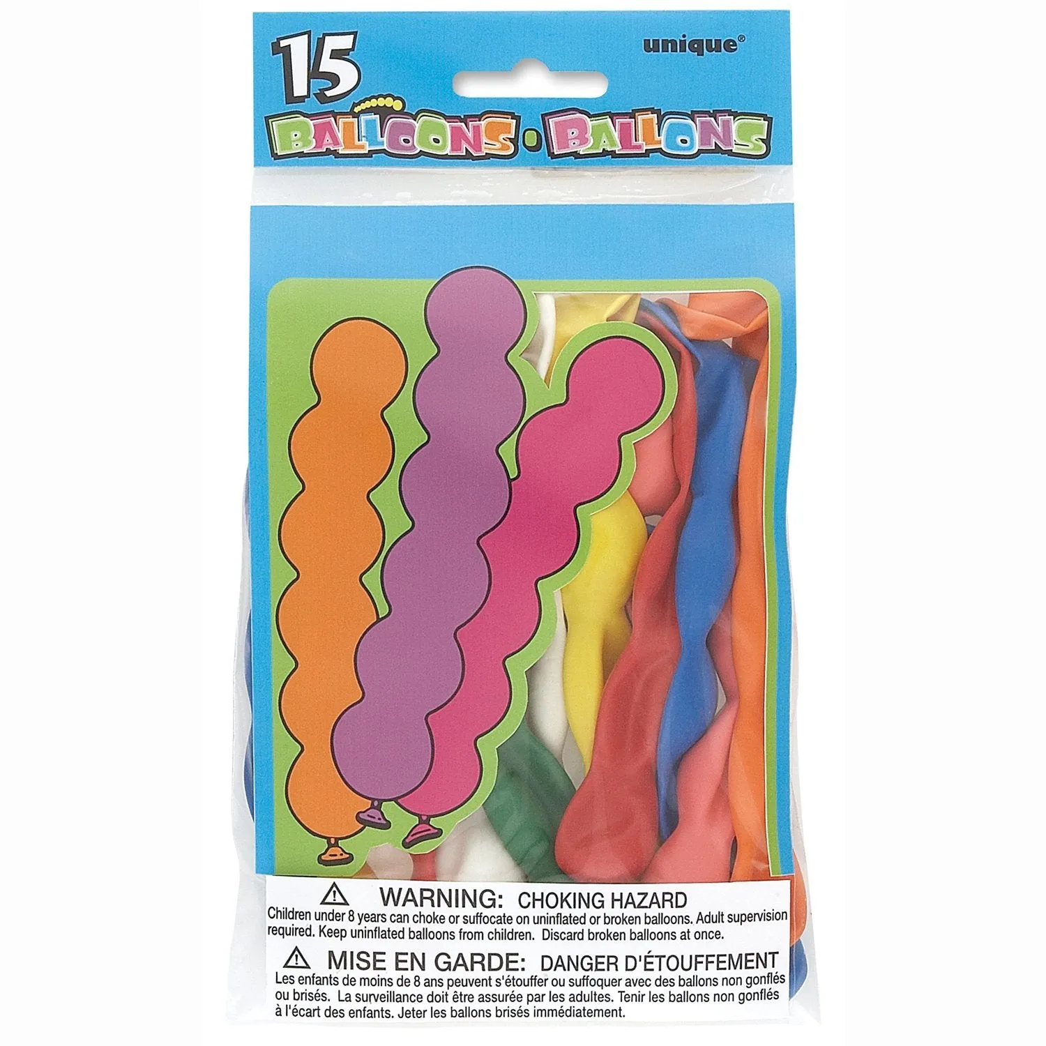 UNIQUE - 9" Latex Squiggly Balloons - 15 Ballons