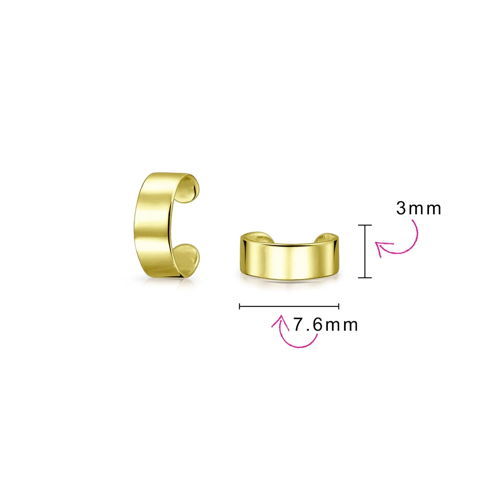 Unisex Minimalist Geometric Ear Cuff Cartilage Clip 14K Gold Plated Silver