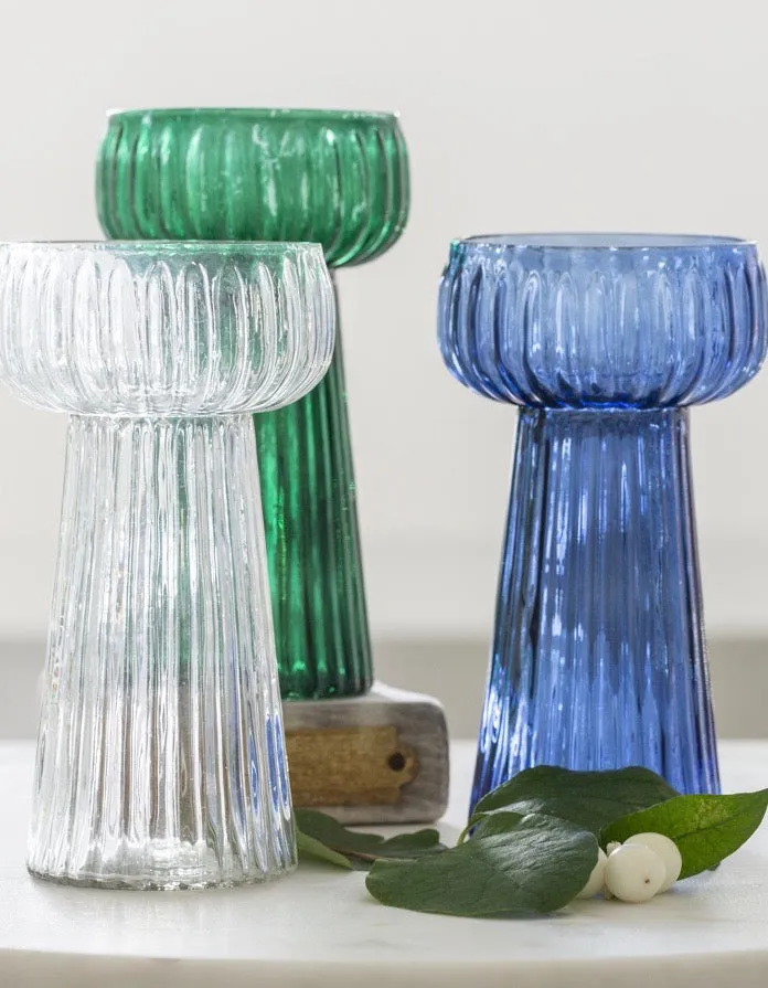 Vibrant Blue Ribbed Hyacinth Vase