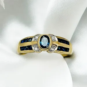 Vintage 9ct Gold & Sapphires   Diamonds