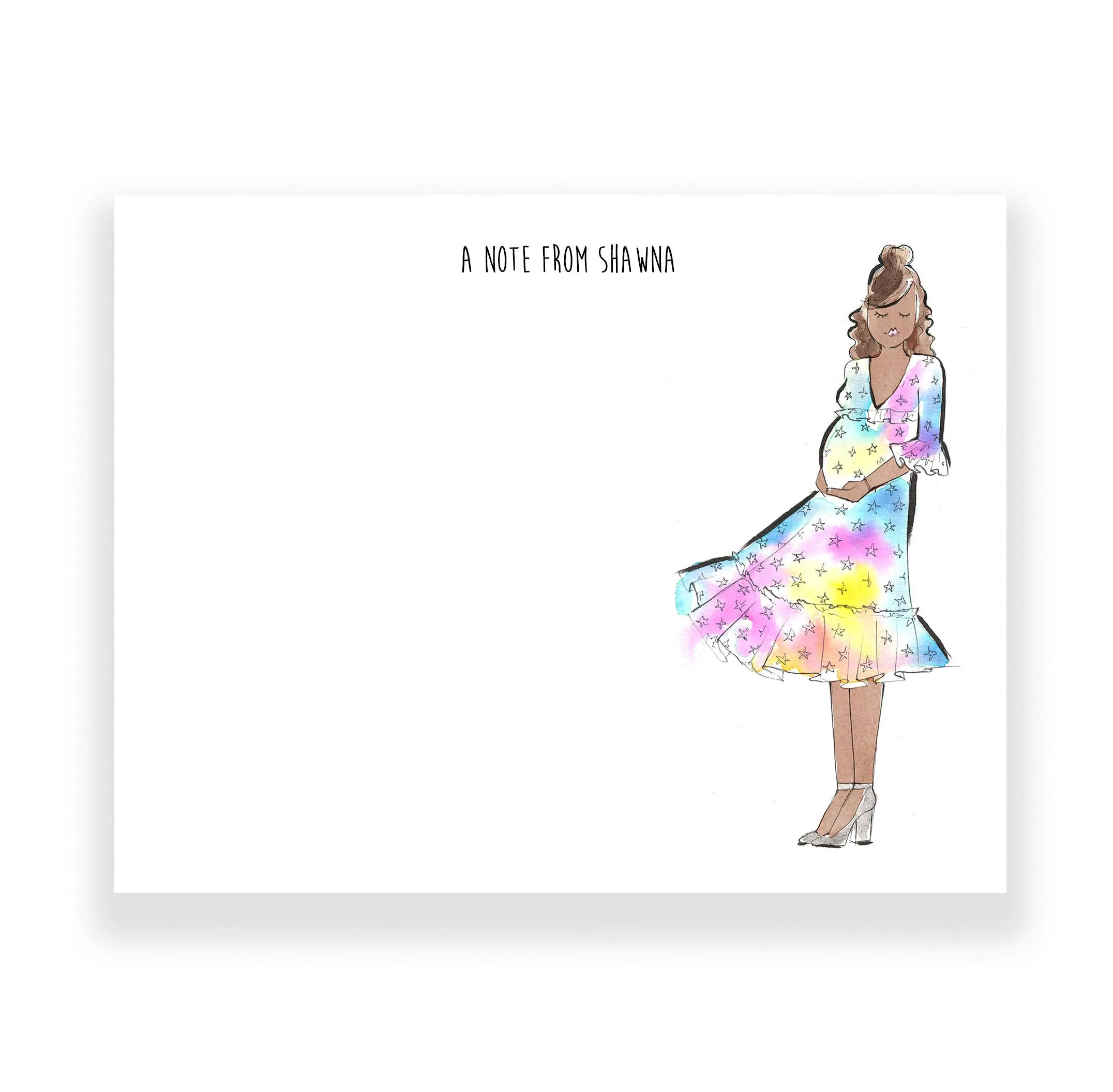 Watercolor Stars Mama Personalized Stationery